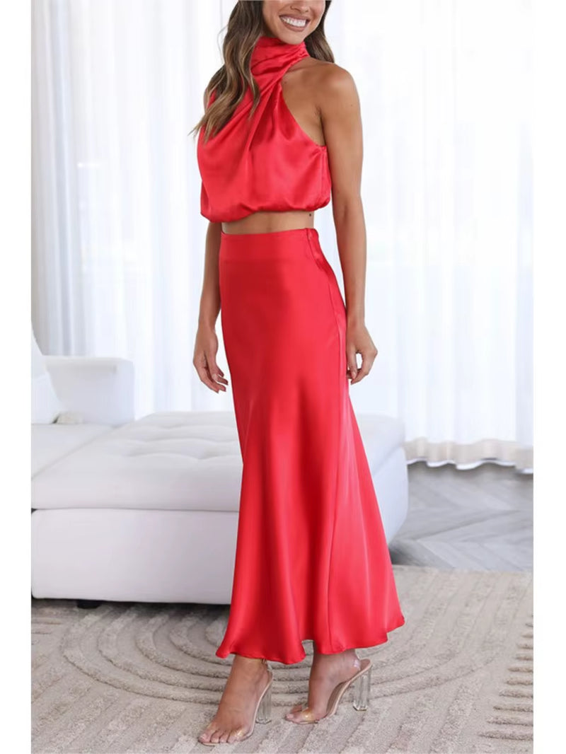 Women’S Two-Piece Sleeveless Long Skirt Set