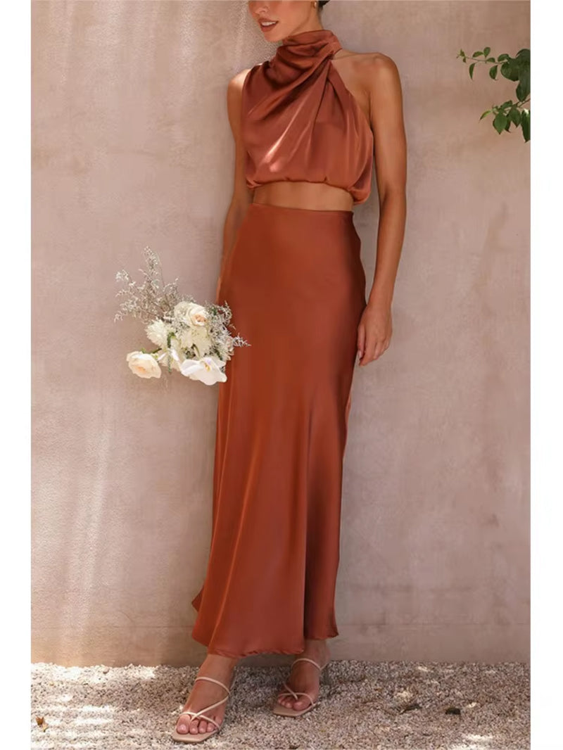 Women’S Two-Piece Sleeveless Long Skirt Set