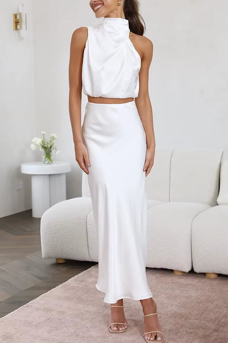 Women’S Two-Piece Sleeveless Long Skirt Set