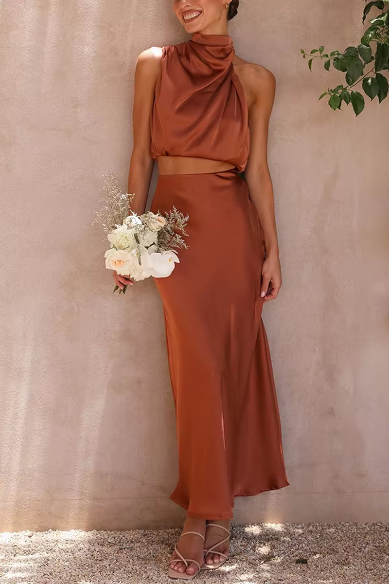 Women’S Two-Piece Sleeveless Long Skirt Set